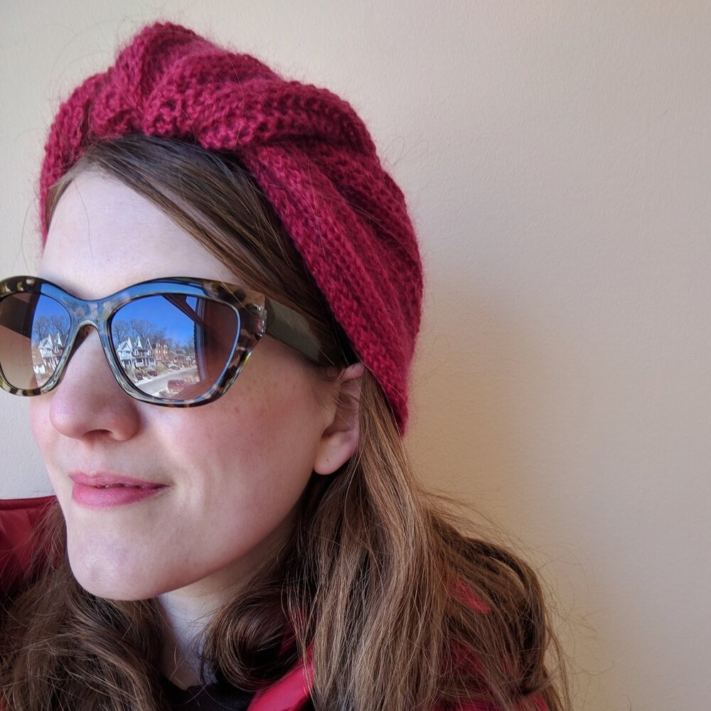 Elegant Pink Handknit Scarf/ Headwrap - Mohair and Silk Blend